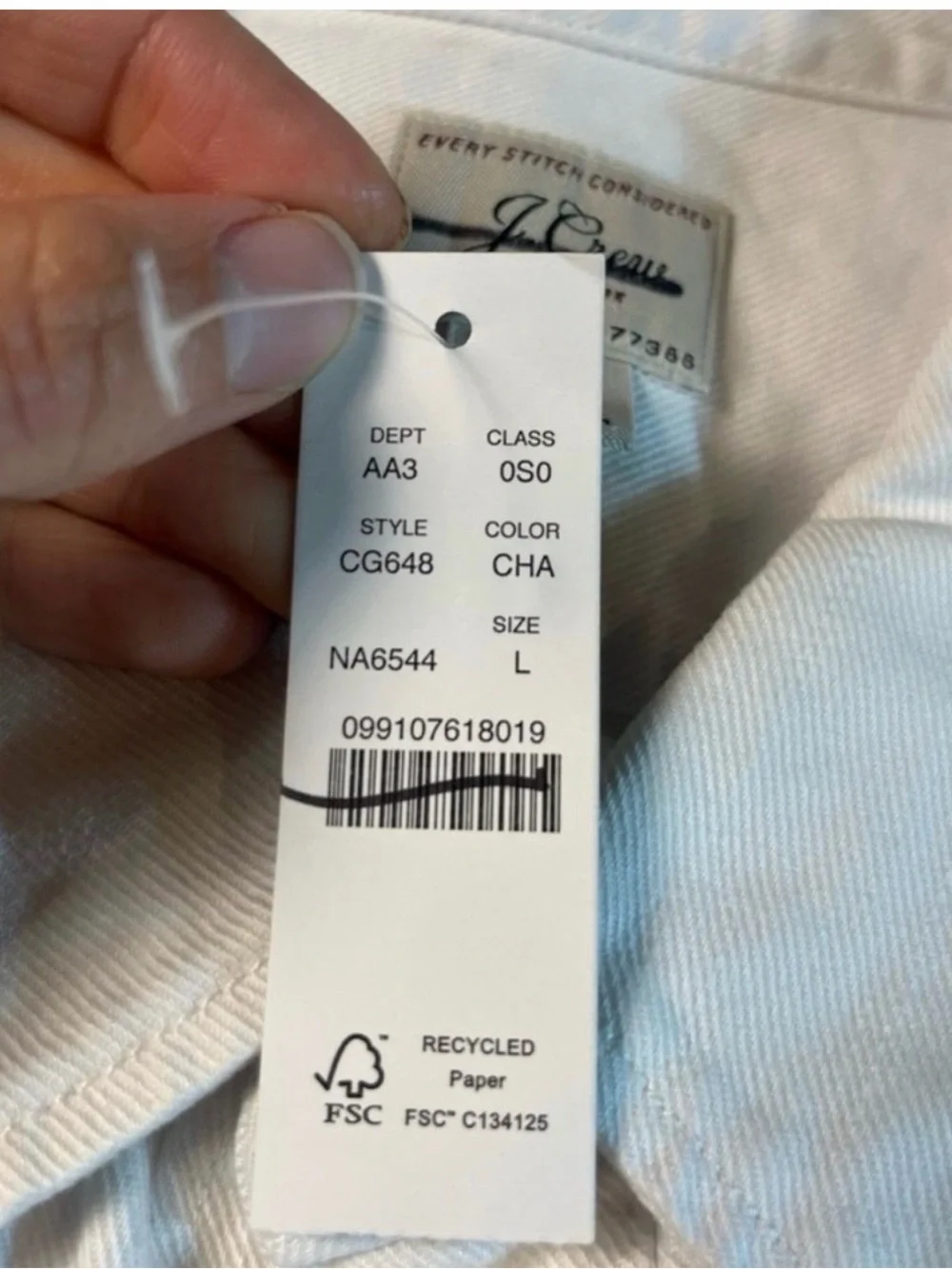 J.Crew Midweight denim workshirt in chalk